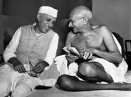 <div class="paragraphs"><p>Jawaharlal Nehru and MK Gandhi, in Mumbai, on July 6, 1946. (Photograph: AICC/AP)</p></div>