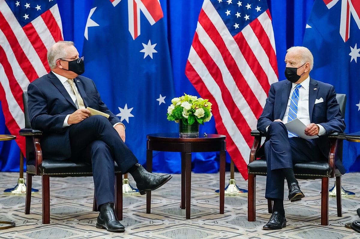 <div class="paragraphs"><p>U.S. President Joe Biden meets Australian Prime Minister Scott Morisson, in New York, on Sept. 22, 2021. (Photograph: @POTUS/Twitter)</p></div>