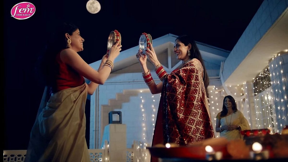 <div class="paragraphs"><p>A still from Fem's Karwa Chauth advertisement. (Image: The Quint)&nbsp;</p></div>
