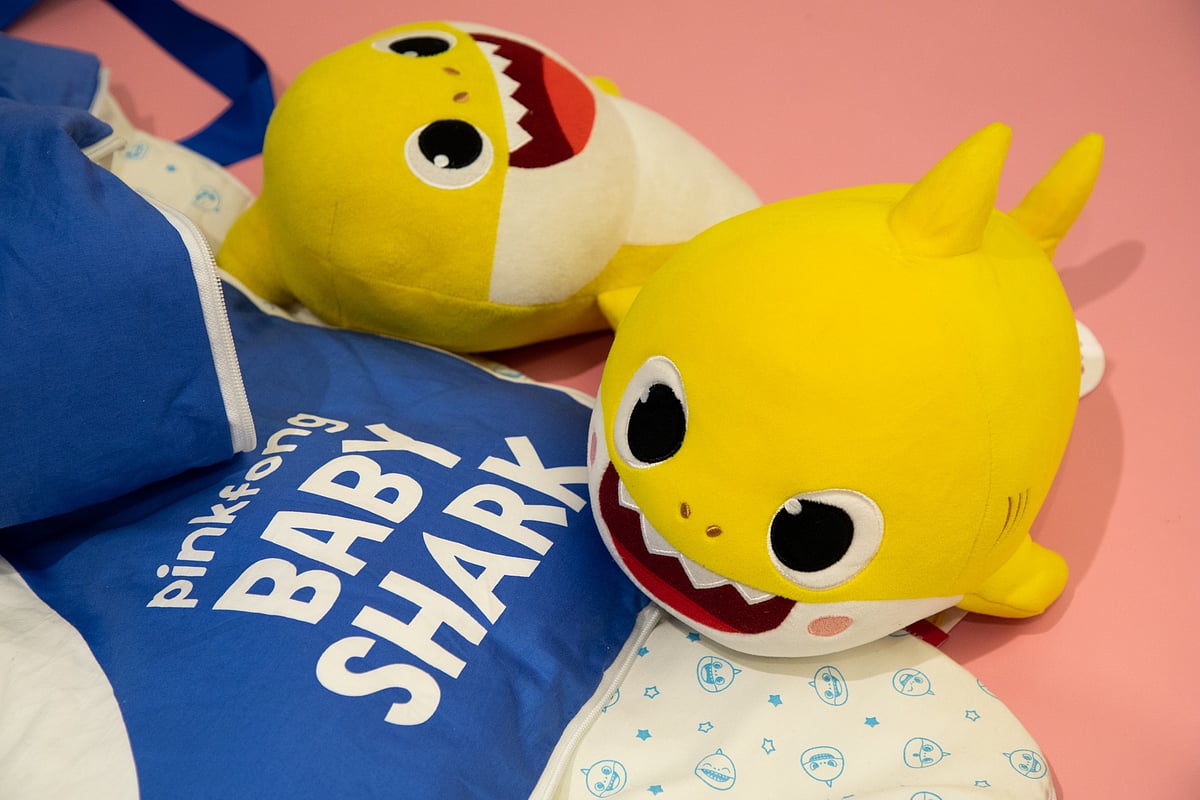 Soft toys of the Baby Shark characters.Photographer: SeongJoon Cho/Bloomberg