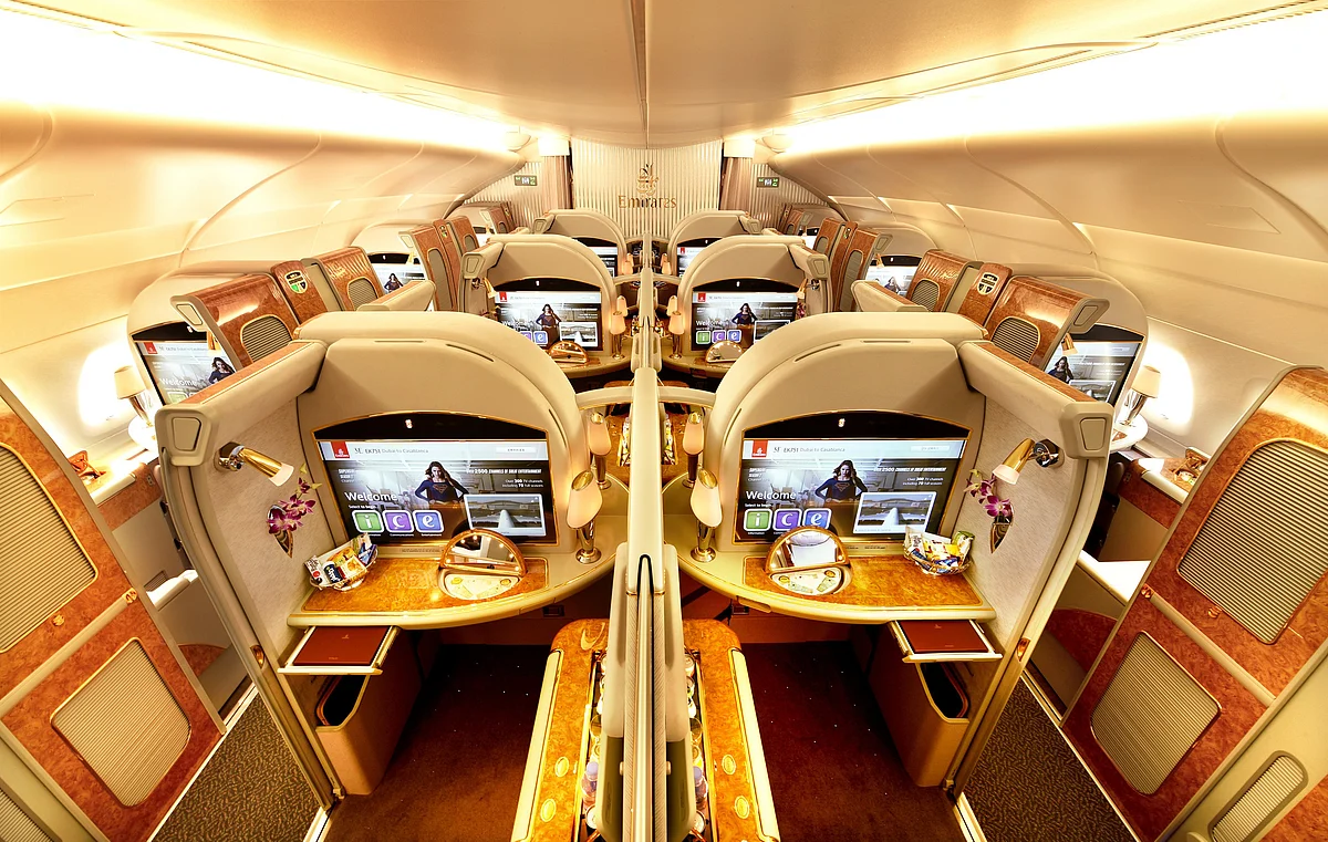 <div class="paragraphs"><p>The First Class cabin in a Emirates A380 aircraft. (Photograph: Emirates/Twitter)</p></div>