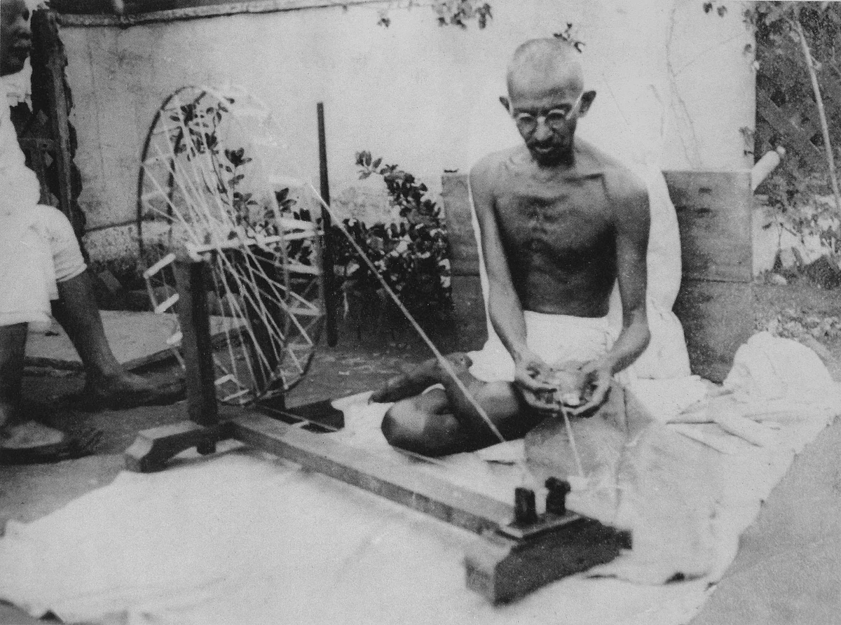 <div class="paragraphs"><p>Mahatma Gandhi at the Sabarmati Ashram, in the late 1940s. (Photograph: open source image)</p></div>