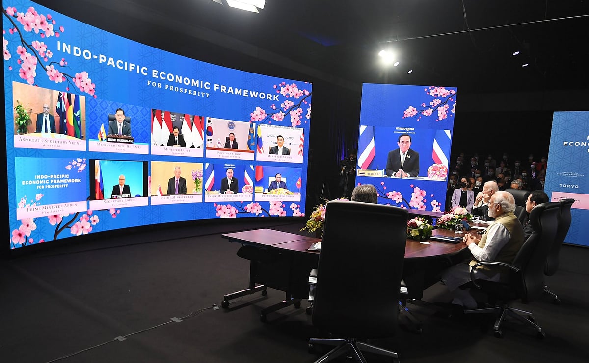 <div class="paragraphs"><p>The IPEF launch event, in Tokyo, on May 23, 2022. (Image: Narendra Modi / Twitter)</p></div>