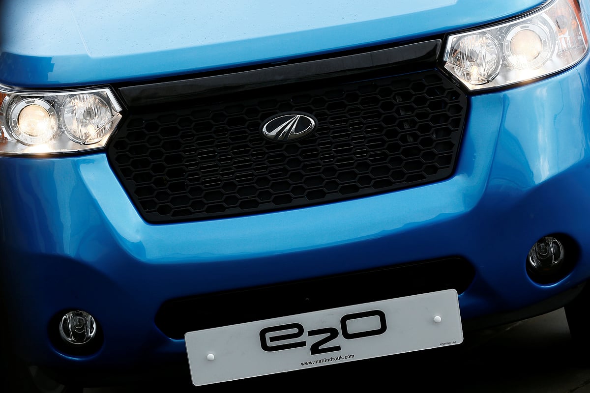 <div class="paragraphs"><p>The badge of a Mahindra e2o electric car. [REUTERS/Stefan Wermuth/File Photo]</p></div>