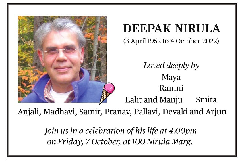 <div class="paragraphs"><p>A obituary published in TOI's Delhi edition on Oct. 6. </p></div>