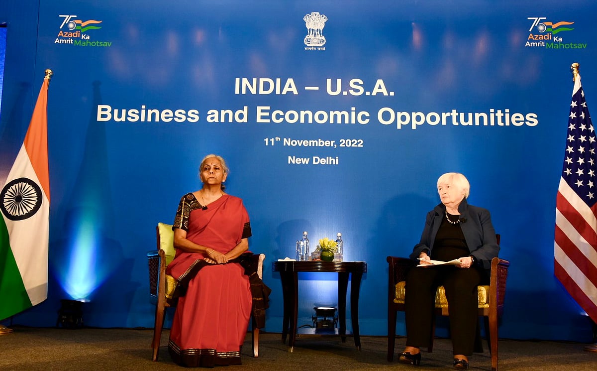 <div class="paragraphs"><p>On the sidelines of the meeting, a presentation on India's digital innovation was made to the U.S Treasury secretary. (Source: Twitter/Ministry of Finance)</p></div>