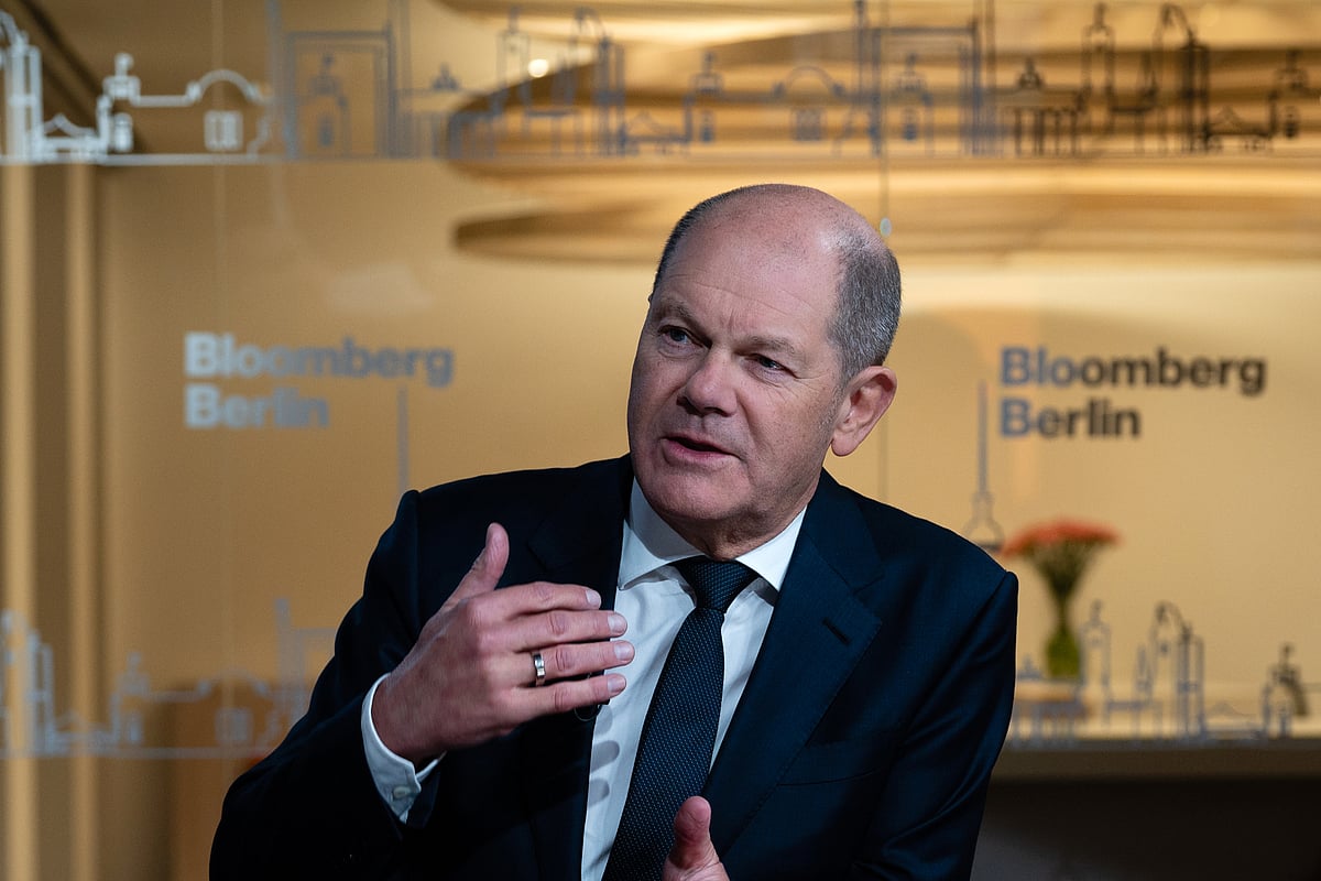 Olaf Scholz during a Jan. 17 interview with Bloomberg Television.​Photographer: Jacobia Dahm/Bloomberg