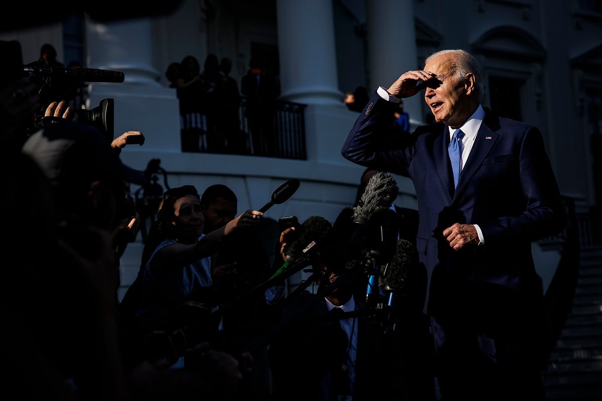 Joe Biden before boarding Marine One on the South Lawn of the White House on May 26.Photographer: Samuel Corum/Sipa/Bloomberg