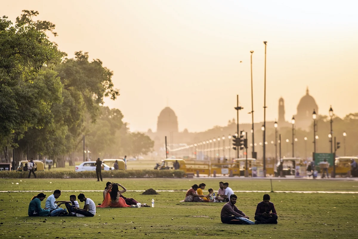 The lawns along Kartavyapath in New Delhi in April. Photographer: Prashanth Vishwanathan/Bloomberg