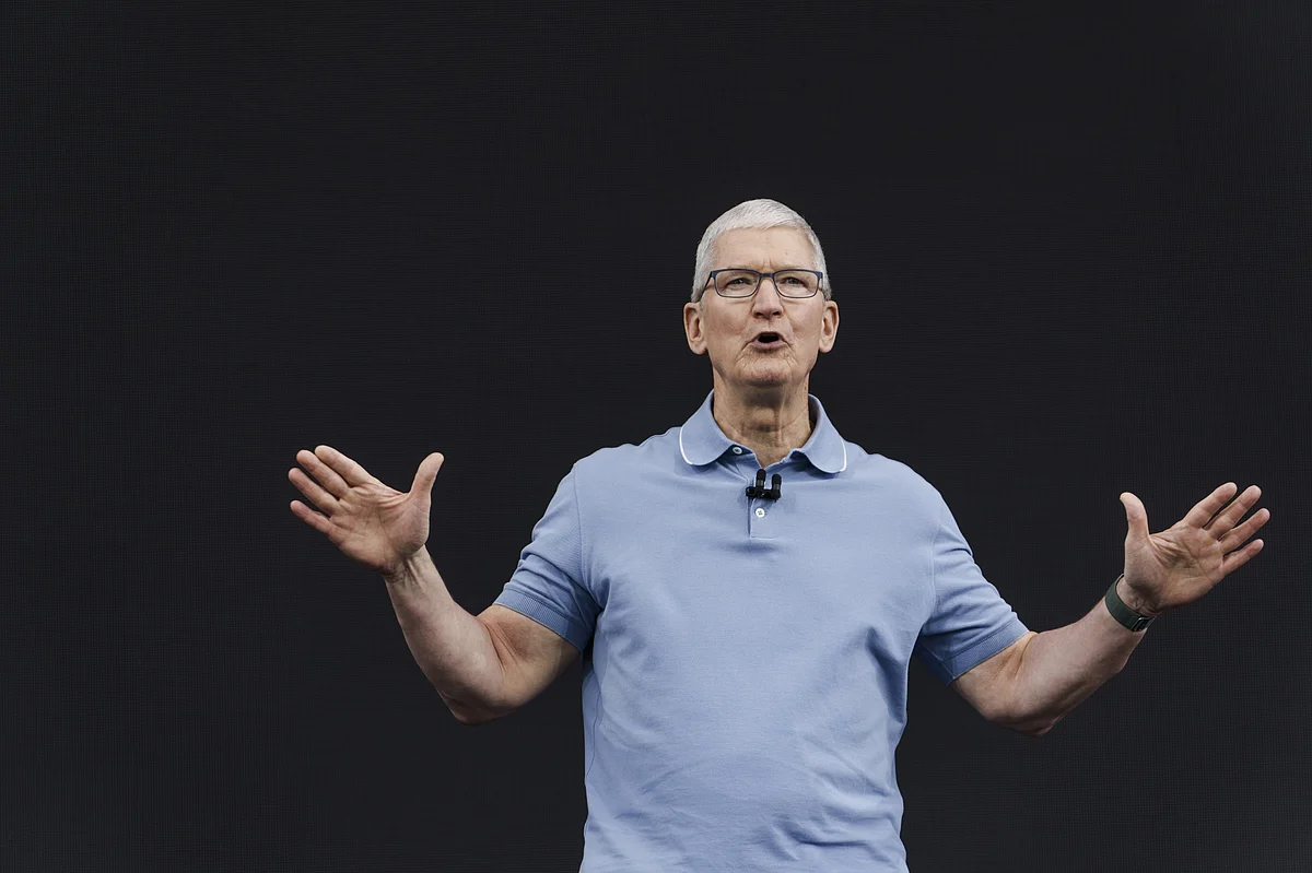 Publicly, Apple’s Tim Cook has expressed caution about the flood of generative AI services hitting the market.Source: Bloomberg