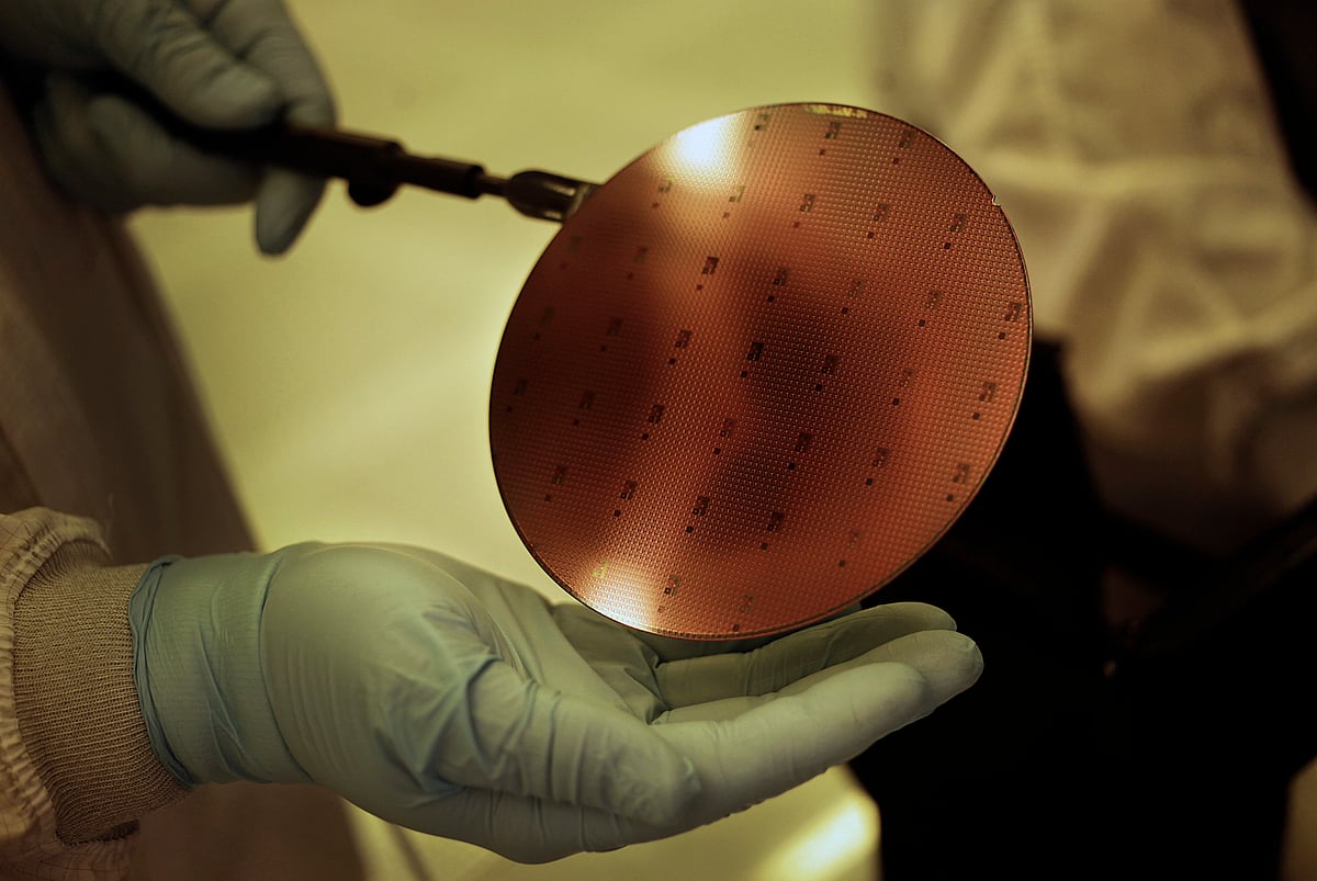 A Gallium Arsenide semiconductor wafer of chips used for radio frequency communications.Photographer: Victor J. Blue/BLoomberg