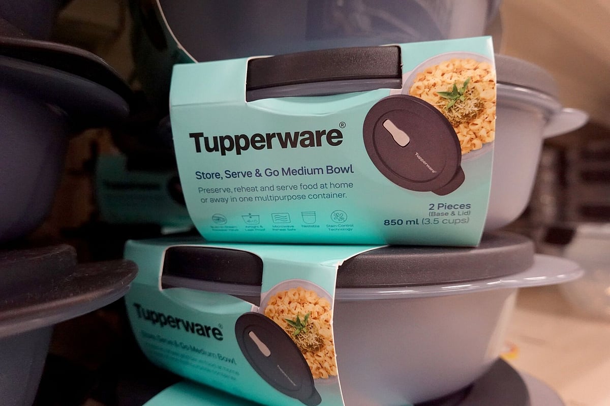CHICAGO, ILLINOIS - APRIL 10: Tupperware products are offered for sale at a retail store on April 10, 2023 in Chicago, Illinois. Tupperware stock closed down nearly 50 percent today after the company warned that it may go out of business. (Photo by Scott Olson/Getty Images)