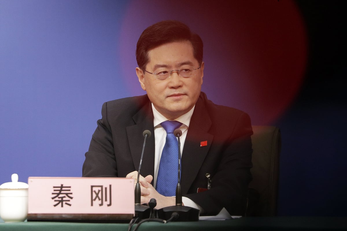 Qin Gang during a news conference in Beijing in March.Photographer: Qilai Shen/Bloomberg