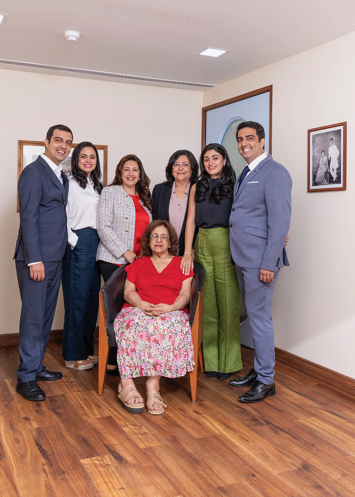<div class="paragraphs"><p>Three generations of the Parsi Dairy family. </p><p>Seated: Jeroo Nariman; standing from left: Bakhtyar K Irani, Parvana S Mistry, Meheru K Patel, Shernaz K Irani, Zeenia K Patel and Sarfaraz K Irani</p></div>