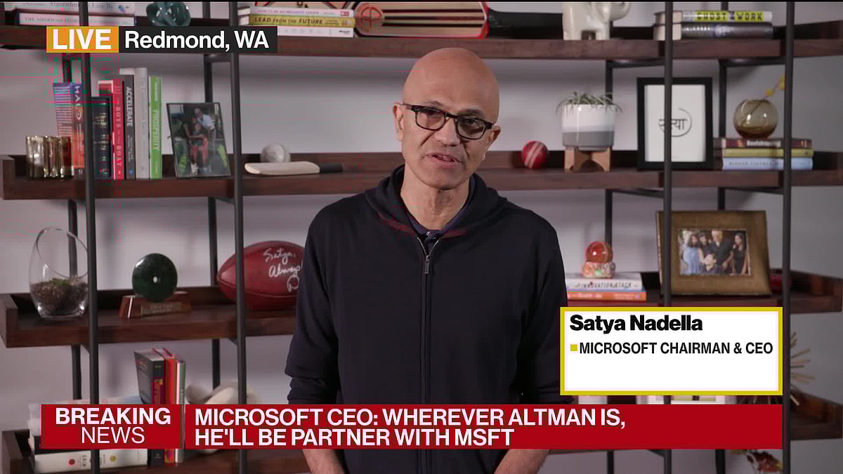 WATCH: Microsoft Chief Executive Officer Satya Nadella says he’s committed to OpenAI co-founder Sam Altman.Source: Bloomberg