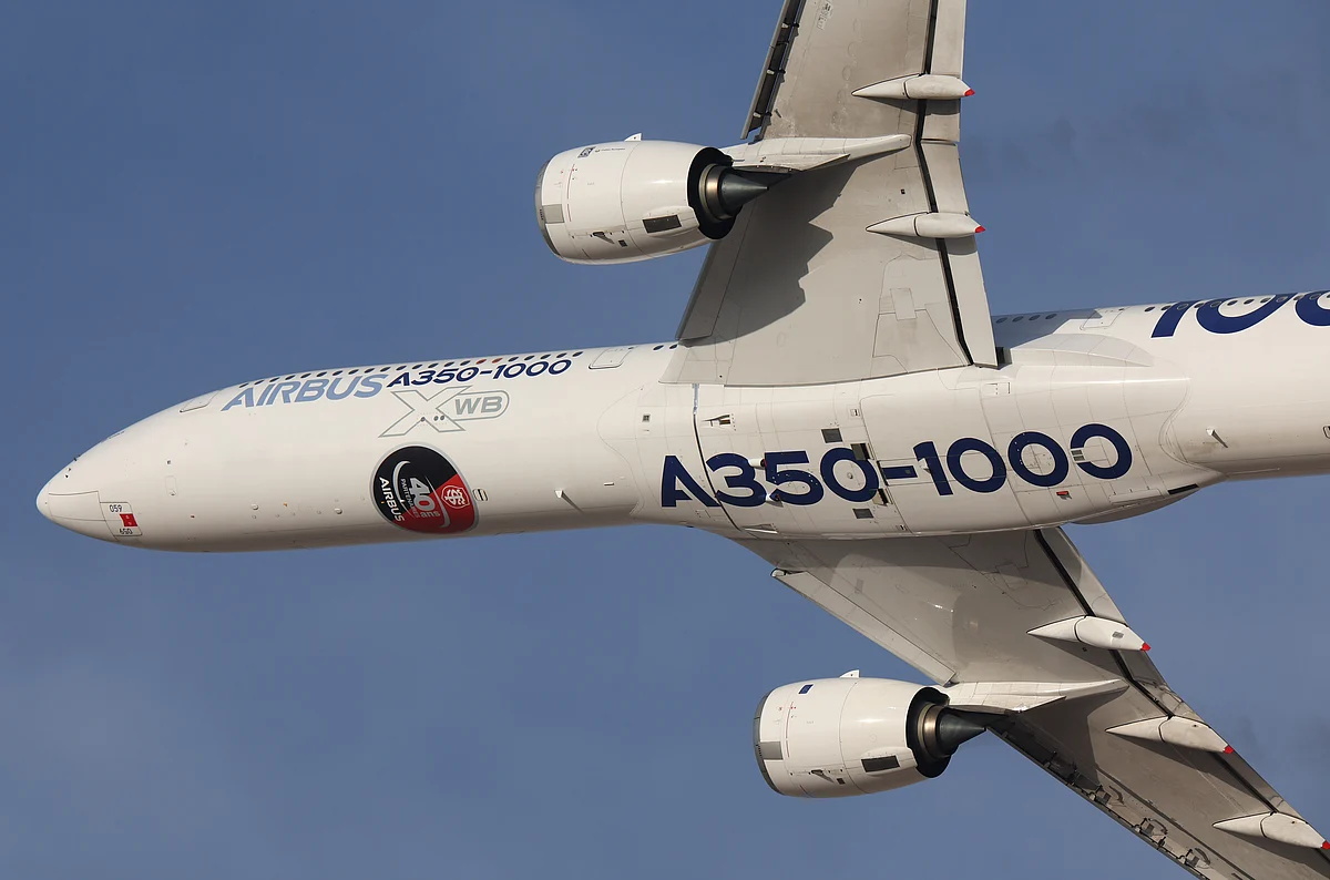 An Airbus SE A350-1000 at the Dubai Air ShowPhotographer: Christopher Pike/Bloomberg