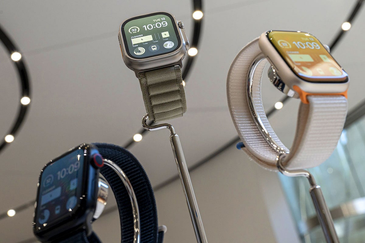 Apple Watch Ultra 2 smartwatches.Photographer: David Paul Morris/Bloomberg