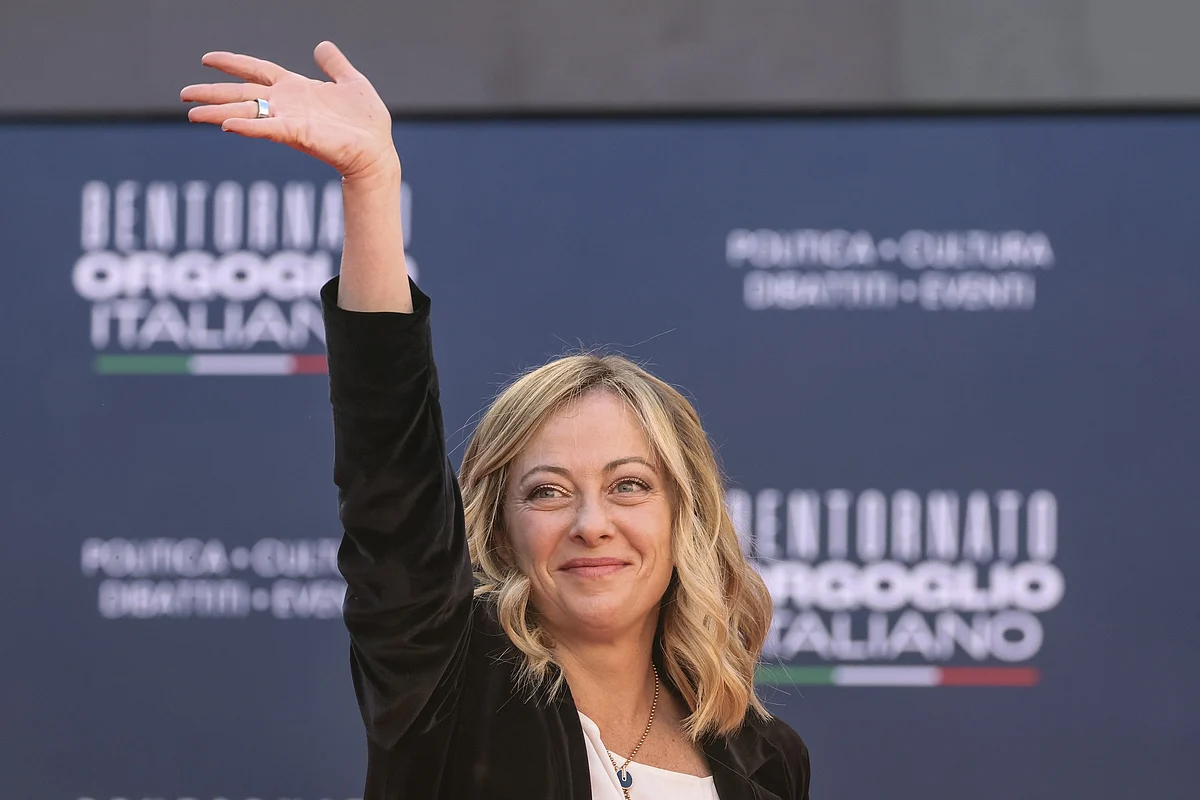Giorgia Meloni at the Atreju convention in Rome.Photographer: Alessia Pierdomenico/Bloomberg