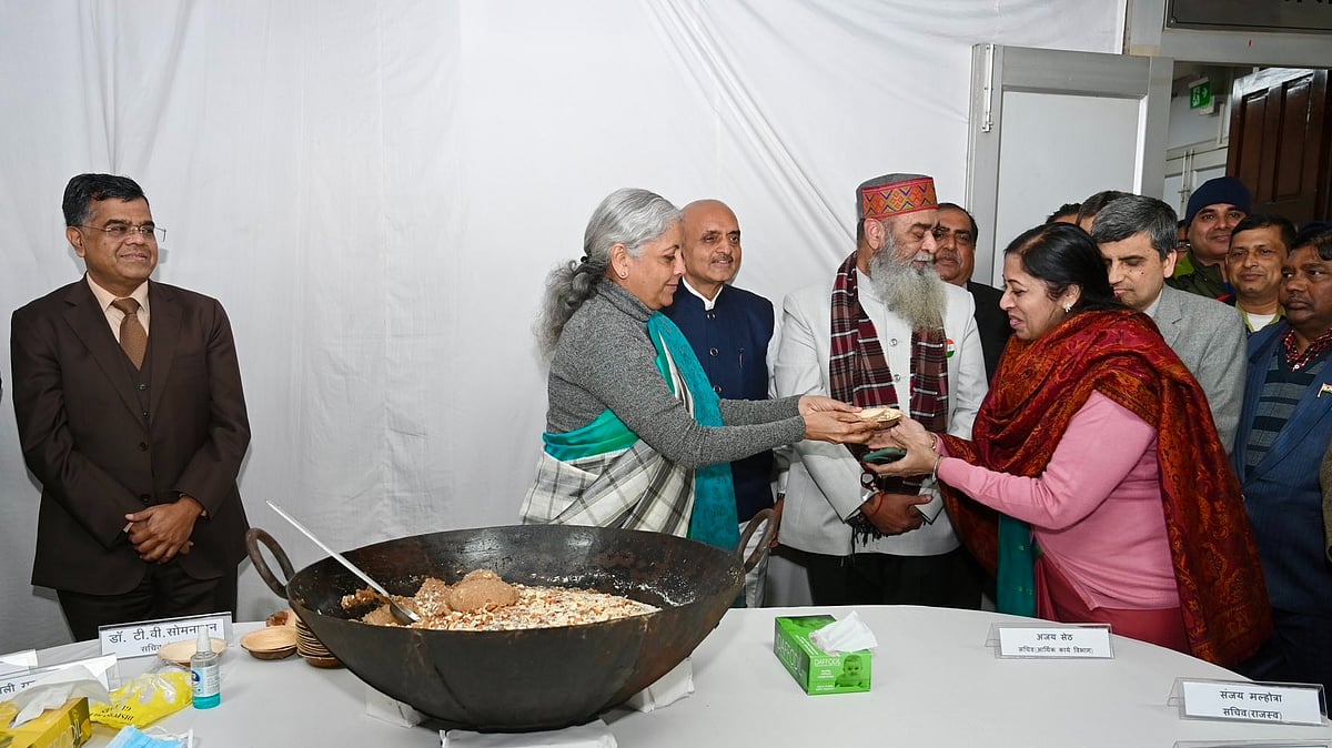 <div class="paragraphs"><p>File photo Halwa ceremony in the presence of FM Nirmala Sitharaman ahead of interim Union Budget 2024 (Source:&nbsp;Ministry of Finance/X)</p></div>