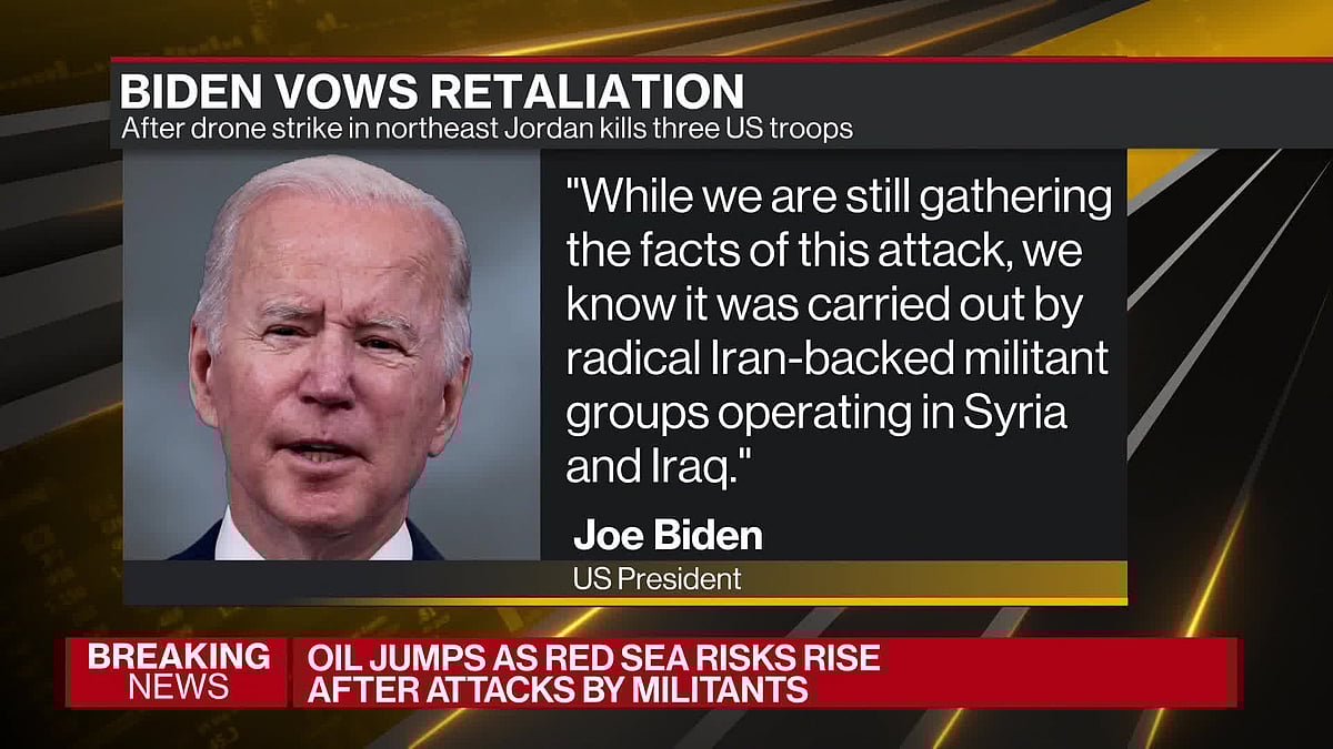 WATCH: The US said three service members were killed during an aerial drone attack by Iran-backed militant groups. Michael Heath reports.Source: Bloomberg