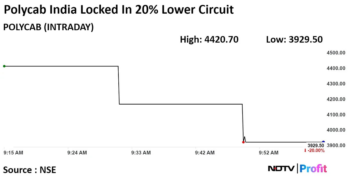 Polycab Shares Locked In 20% Lower Circuit After Tax Raids