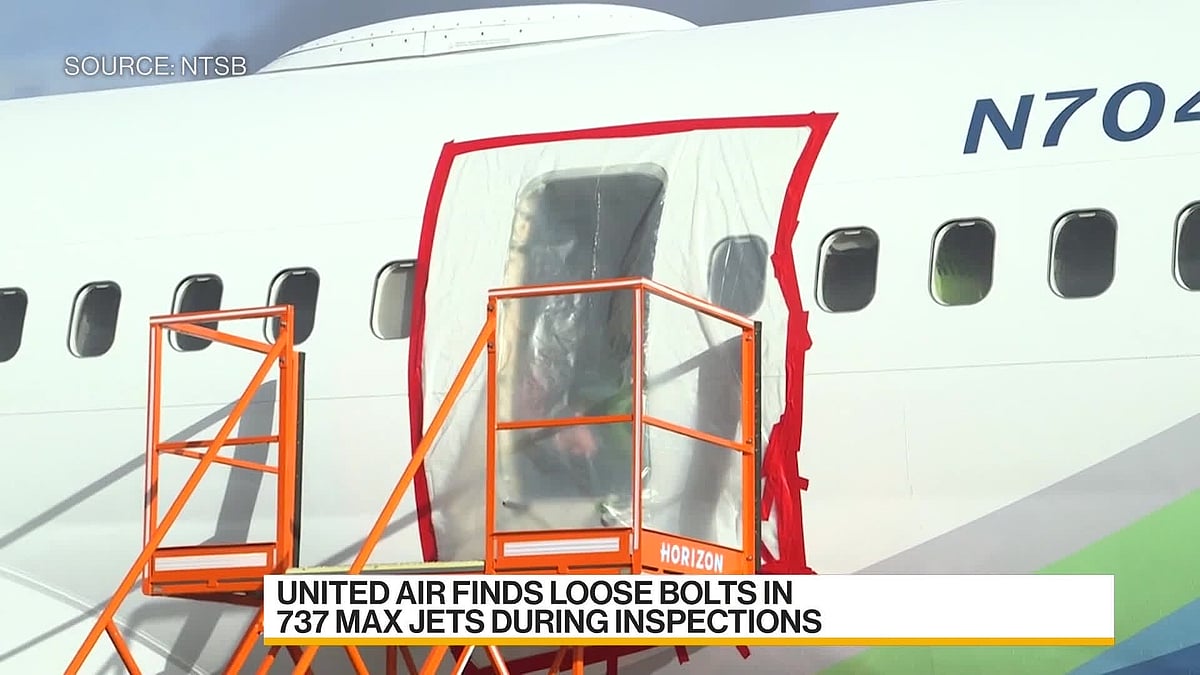 WATCH: Boeing shares tumbled after its 737 Max 9 was temporarily grounded following the Alaska Air accident. Meanwhile, United Air found loose bolts in multiple 737 Max jets. Katrina Nicholas report.Source: Bloomberg