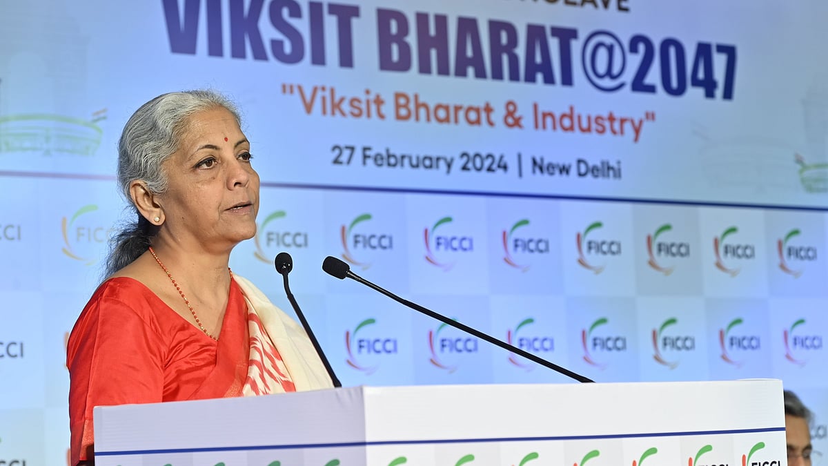 <div class="paragraphs"><p>FM Nirmala Sitharaman at Vikshit Bharat@2047 conclave (Source: FICCI/X)</p></div>