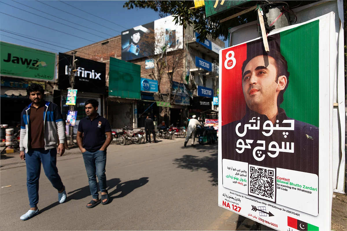 A campaign poster for Bilawal Bhutto Zardari.Photographer: Betsy Joles/Bloomberg