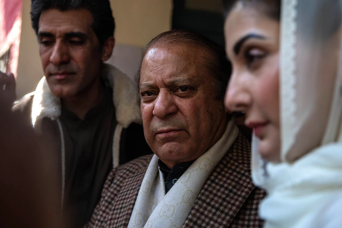 Nawaz Sharif in Lahore on election day.Photographer: Betsy Joles/Bloomberg