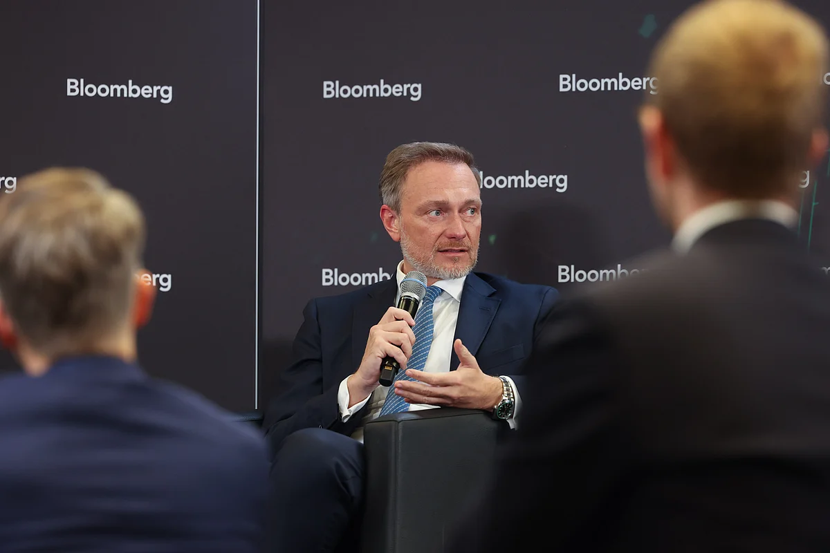 Christian Lindner speaking at a Bloomberg event in Frankfurt, on Feb. 5.Photographer: Alex Kraus/Bloomberg