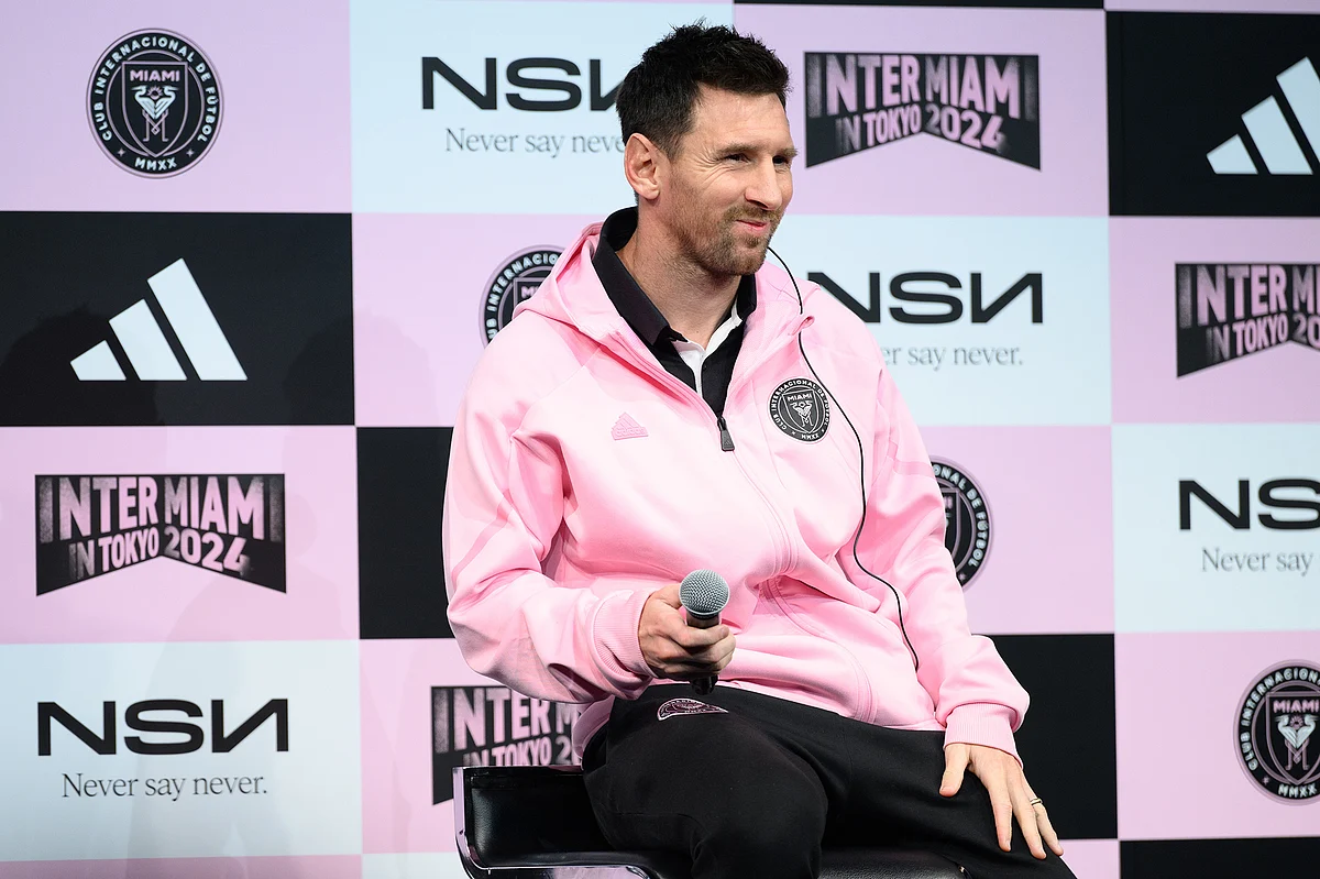Lionel Messi during the news conference in Tokyo on Feb. 6.Photographer: Kenta Harada/Getty Images