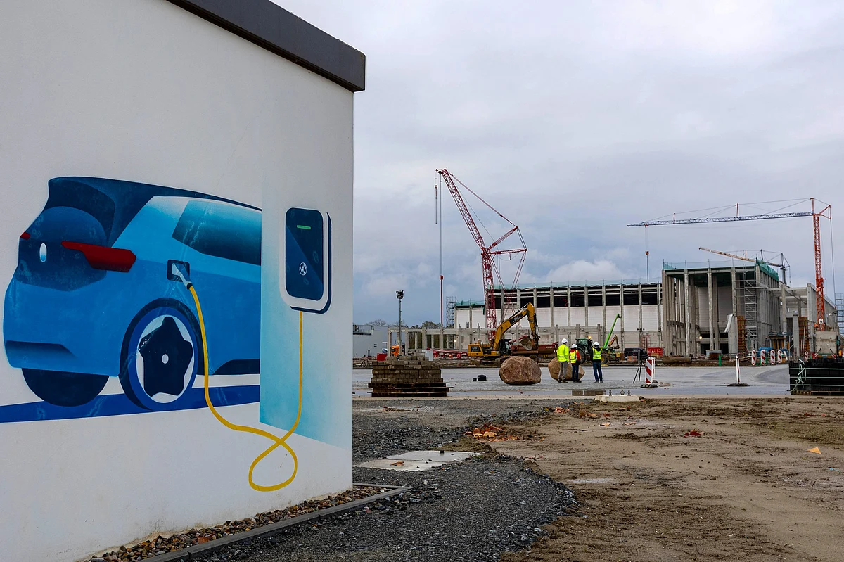 The construction site of the Volkswagen AG SalzGiga battery cell gigafactory, in Salzgitter.Foto: Krisztian Bocsi/Bloomberg