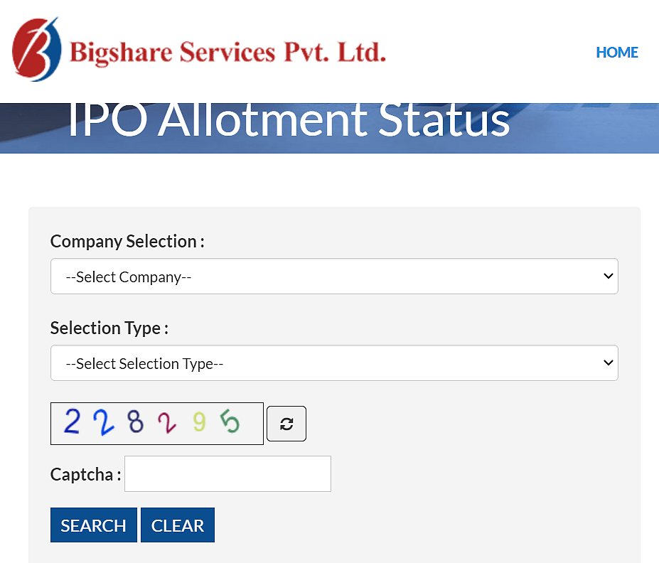 <div class="paragraphs"><p>Bigshare services IPO allotment status page</p></div>