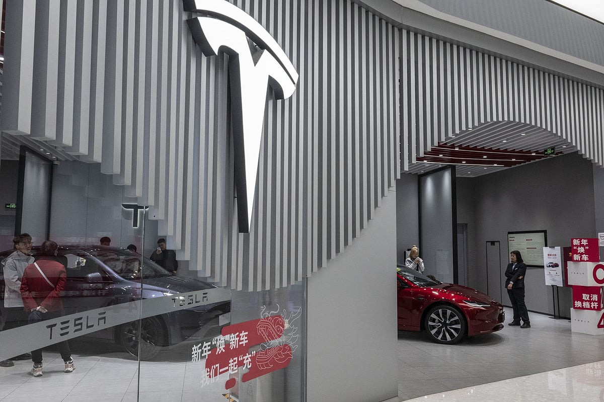 A Tesla showroom in Beijing.Source: Bloomberg