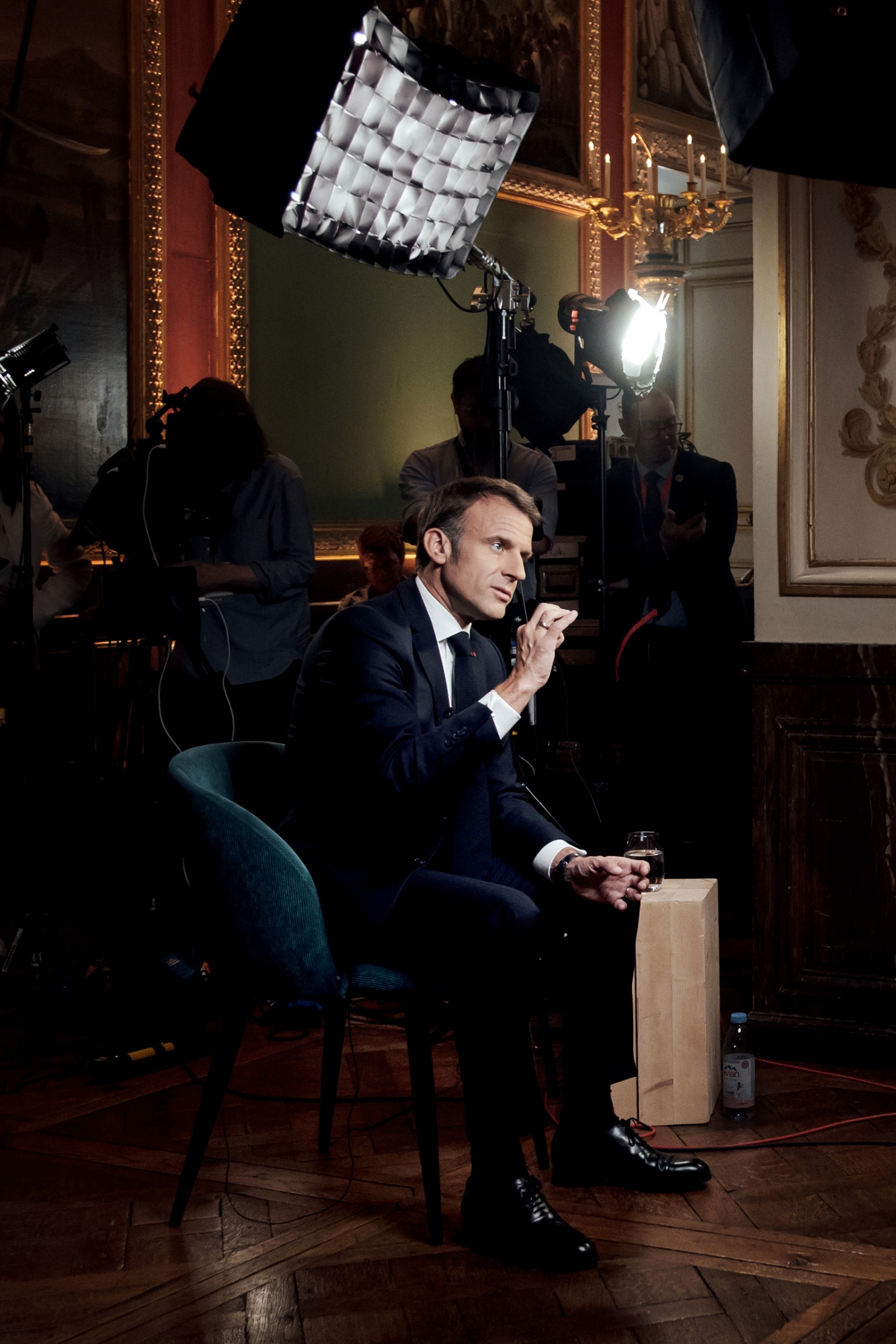 French President Emmanuel Macron during an interview at the Palace of Versailles, on May 13.