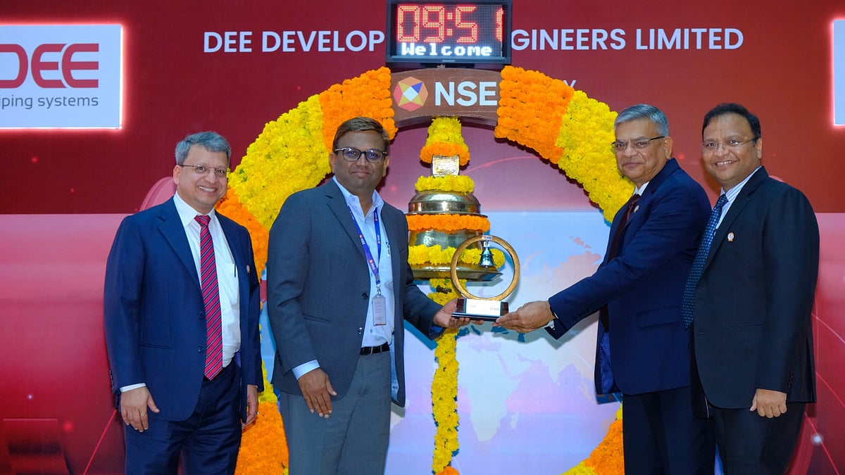 <div class="paragraphs"><p>Listing ceremony of Dee Development Engineers (Source: NSE/X)</p></div>