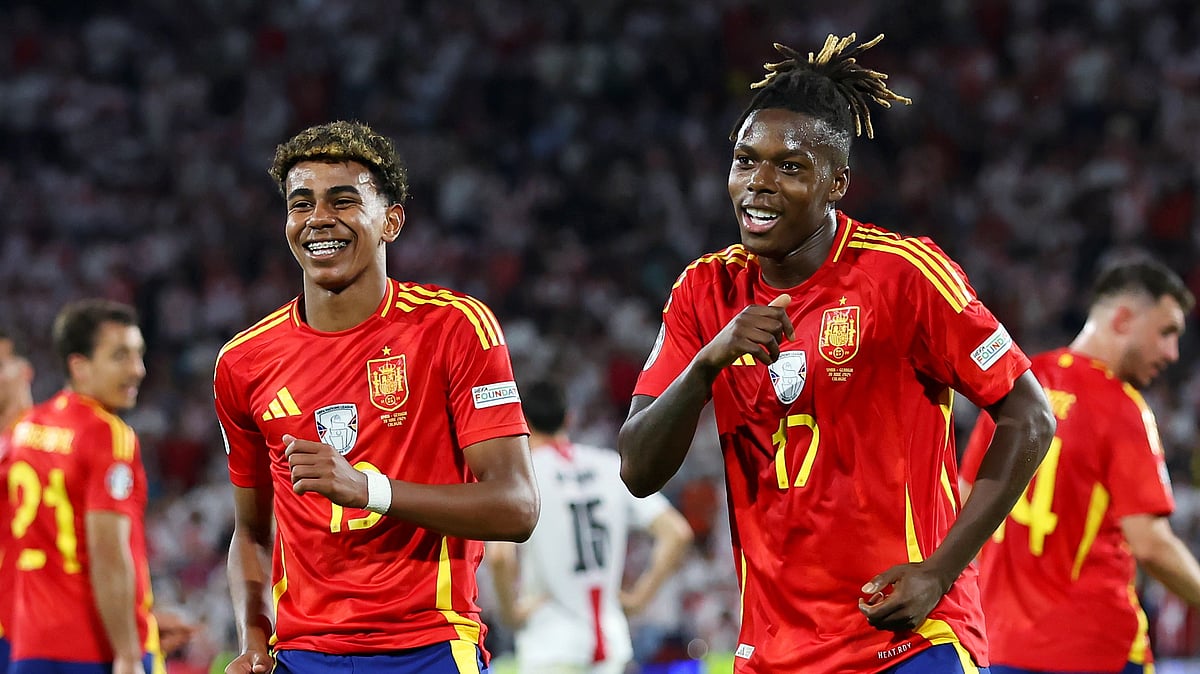 <div class="paragraphs"><p>Spain's Lamine Yamal (left) and Nico Williams&nbsp;celebrates after a goal (Source:&nbsp;UEFA Euro 2024/X)</p></div>