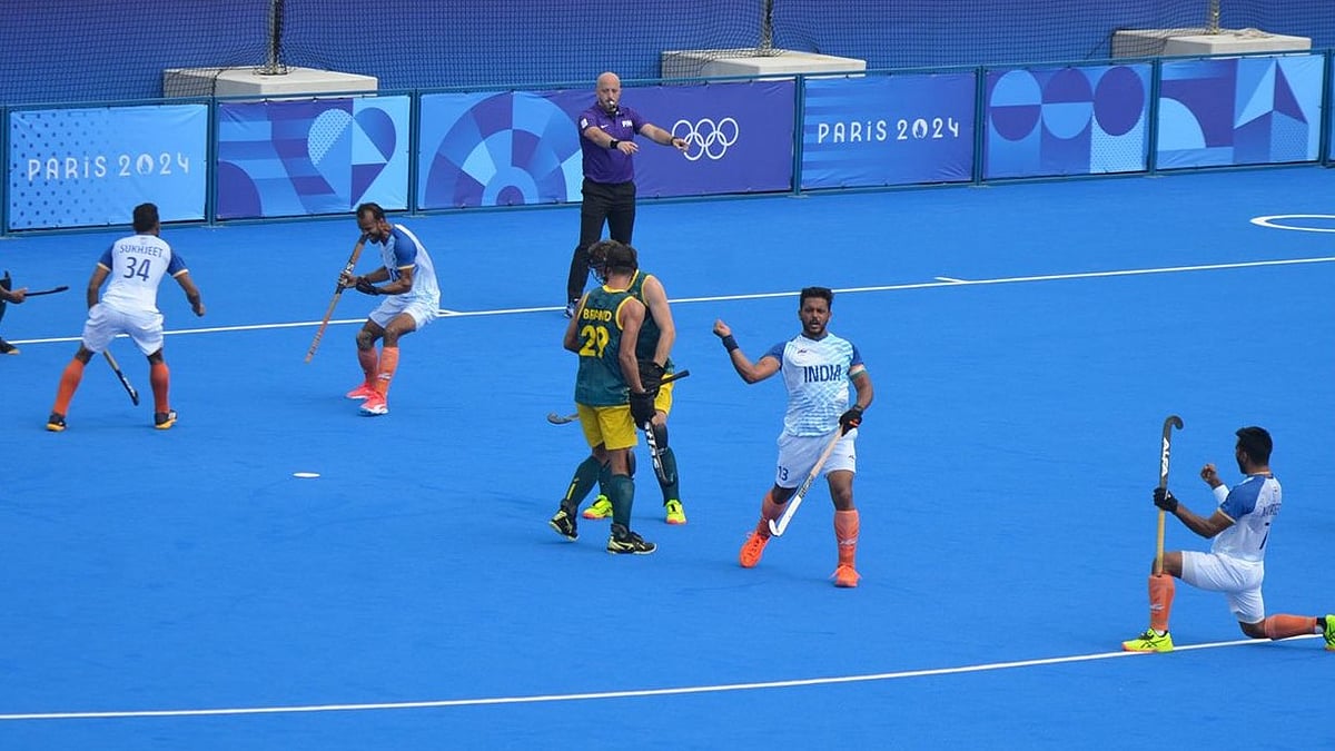 <div class="paragraphs"><p>The Indian hockey team during the match against Australia at Paris 2024 Olympics (Source: Team India/X)</p></div>
