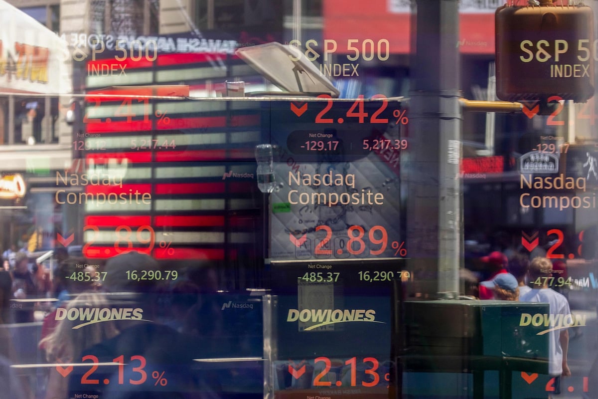 Stock market information displayed at the Nasdaq MarketSite in New York, US.Photographer: Michael Nagle/Bloomberg
