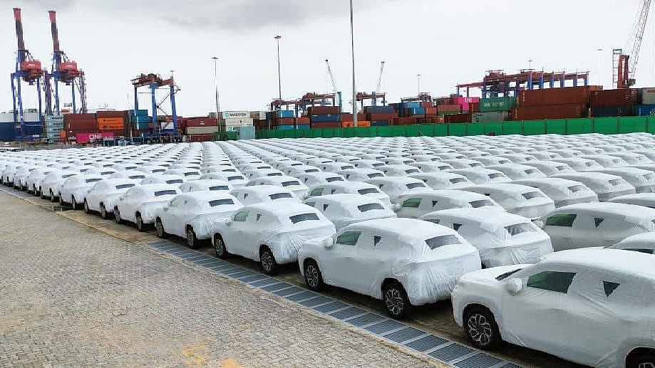 <div class="paragraphs"><p>Maruti Suzuki's Fronx cars ready for shipment from India to Japan. (Courtesy Maruti Suzuki)</p></div>
