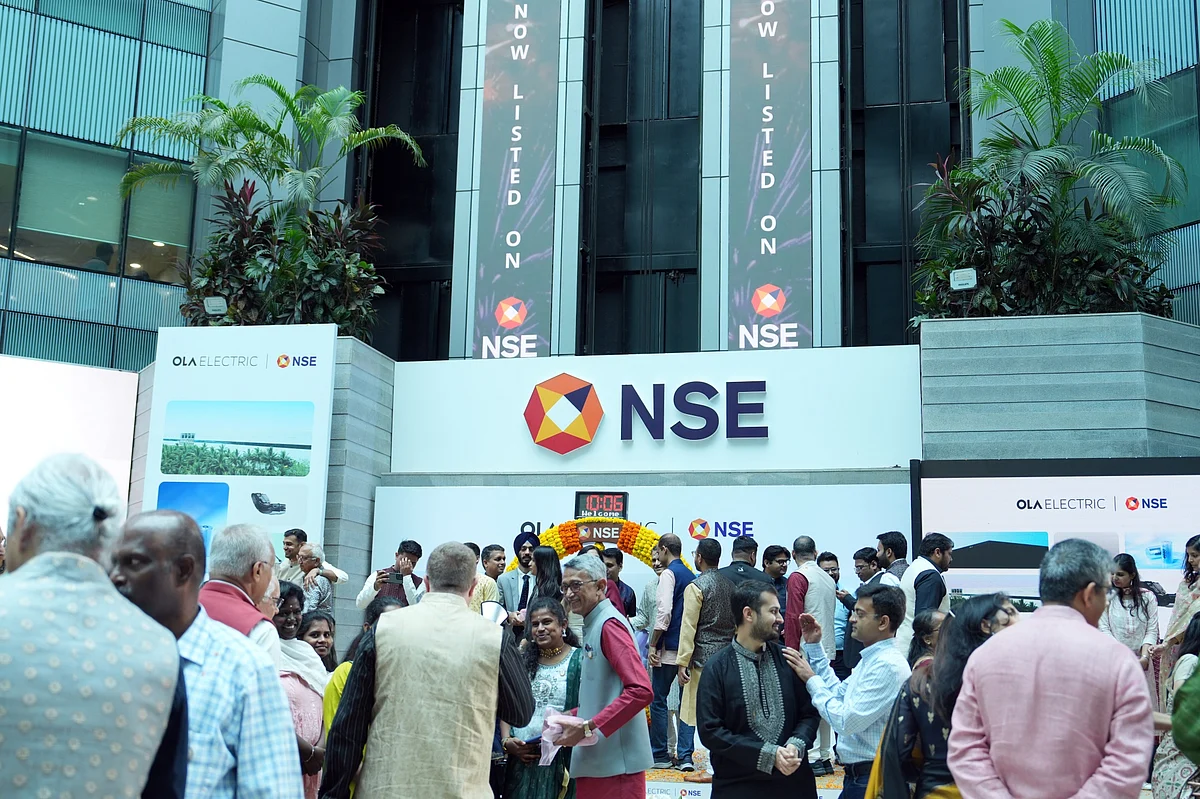The listing ceremony of Ola Electric Mobility Ltd. at the National Stock Exchange (NSE) in Mumbai on Aug. 9.Photographer: Abeer Khan/Bloomberg