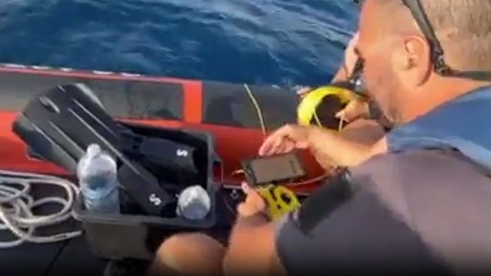 WATCH: A remote controlled underwater vehicle has been deployed at the site of the sunken superyacht.Source: Italian Coast Guard