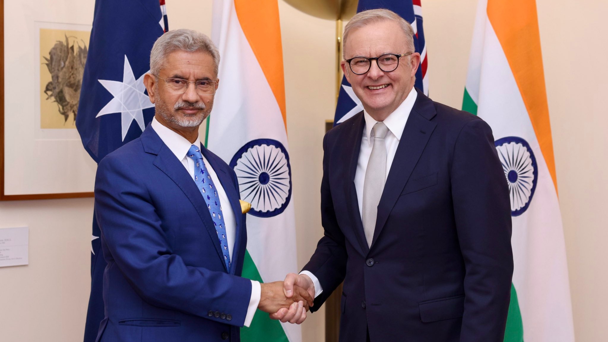 <div class="paragraphs"><p>External Affairs Minister S Jaishankar met PM Anthony Albanese in Canberra. (Photo source: X profile)</p></div>