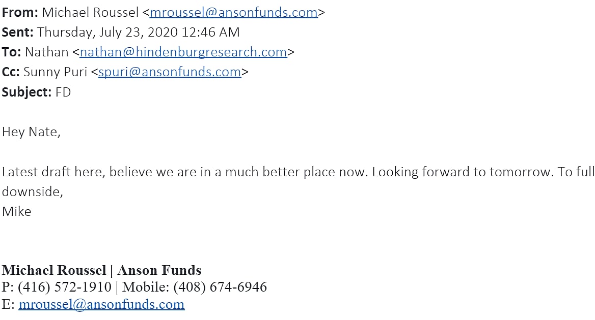 Hindenburg Research Involved In Securities Fraud Along With Anson Funds, Says Report