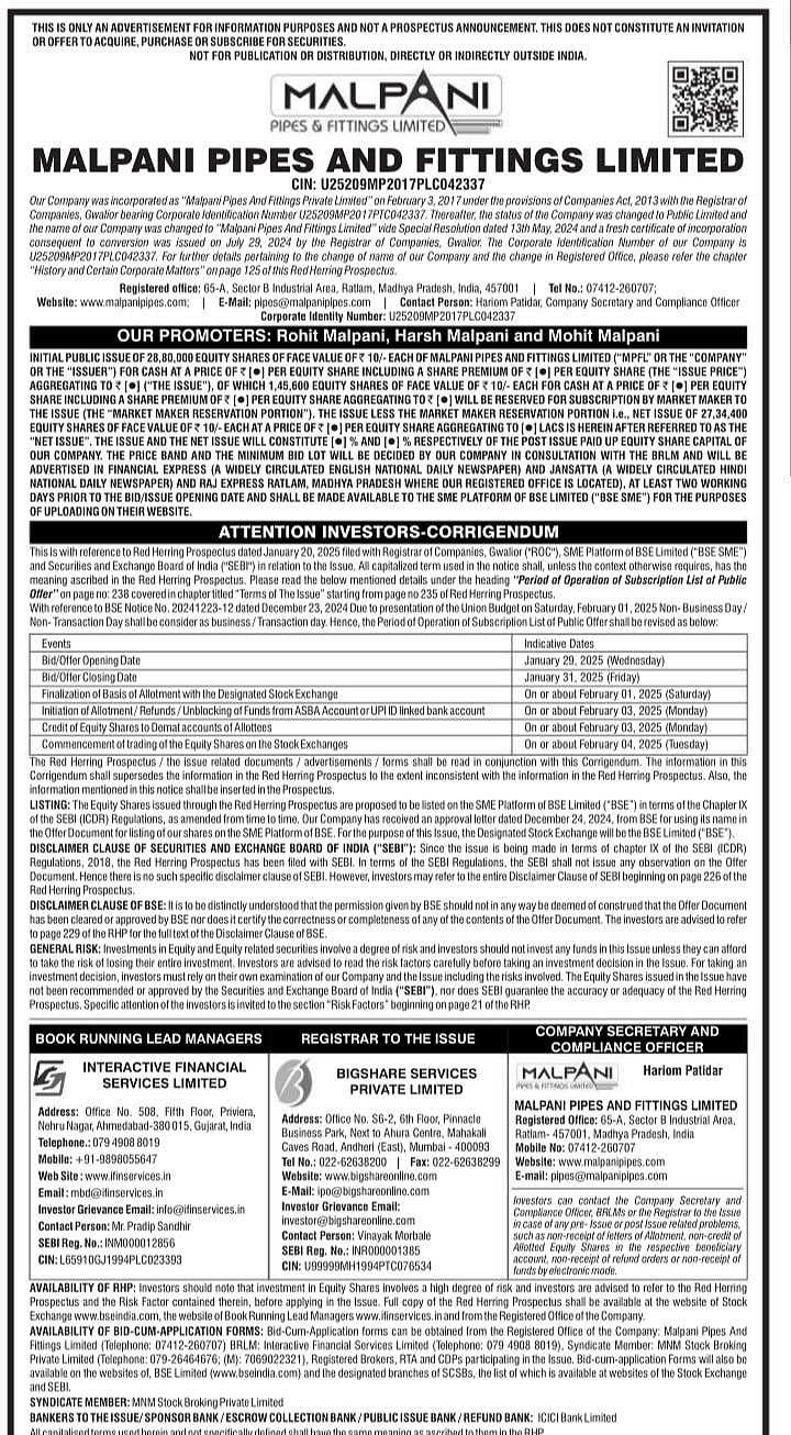 Malpani Pipes IPO Allotment: How To Check Allotment Status On BSE And Bigshare Services?