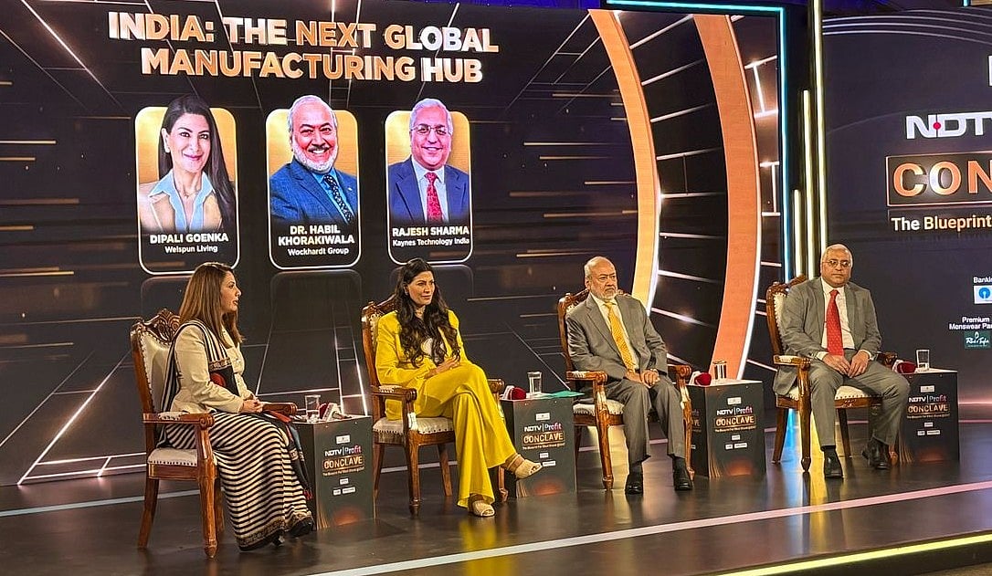 <div class="paragraphs"><p>From left, Tamanna Inamdar, executive editor NDTV Profit, Dipali Goenka, CEO and manaing director, Welspun Living Ltd., Habil Khorakiwala, founder chairman Wockhardt Group, Rajesh Sharma CEO, Kaynes Technology India Ltd. at NDTV Profit Conclave on Tuesday. (Photographer: Vishwanath Nair/NDTV Profit)</p></div>
