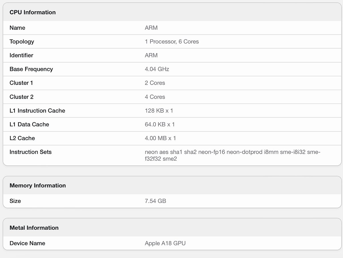 <div class="paragraphs"><p>Screenshot of Geekbench listing shows 7.54GB RAM.</p></div>