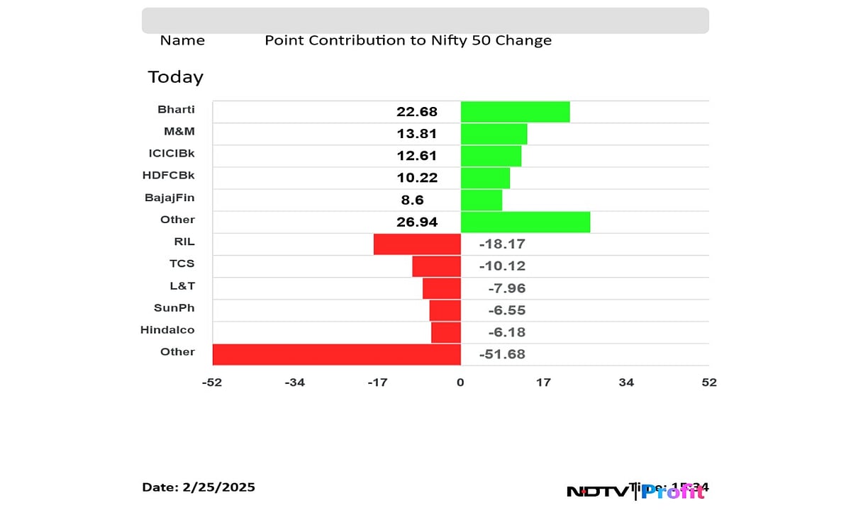 Nifty 50 Top Gainers And Losers On Feb. 25: From Bharti Airtel, Mahindra & Mahindra To TCS And L&T