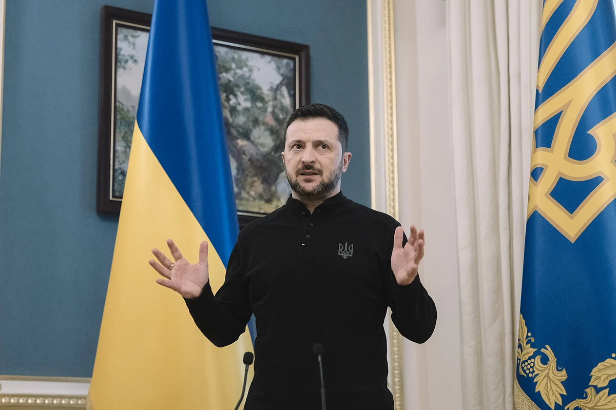 <div class="paragraphs"><p>Volodymyr Zelenskiy on Feb. 26. (Andrew Kravchenko/ Bloomberg)</p></div>