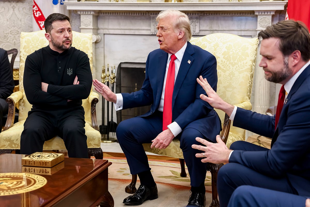 <div class="paragraphs"><p>Volodymyr Zelenskiy and Donald Trump during a meeting in the Oval Office of the White House in Washington, DC, on Feb. 28, 2025. (Photographer: Jim Lo Scalzo/EPA/Bloomberg)</p></div>